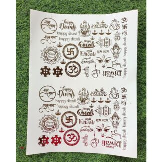 Mix Diwali Embossed Gold Stickers sheet A4 Size