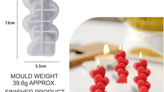 5 Love Heart Candle Mould