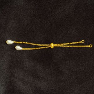 Golden Adjustable Bracelet With White Pearls (Design 2)