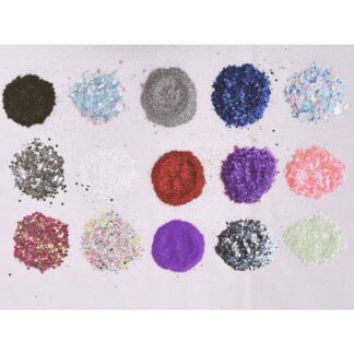 Multi Shades Chunky & Heart glitter Set of 15