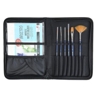 Brustro Artists Watercolour Travel Brush Set B with watercolour paper