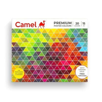 Camel Premium Poster Colour with Brush - 20 Shades (Multicolor)