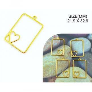 Gold Pendant Frame With Heart Bezels