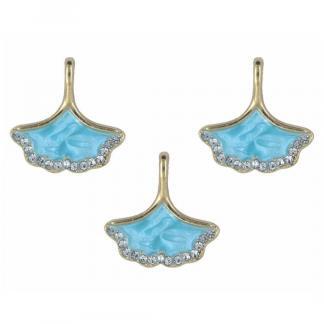 Blue Ginkgo Leaf Enamel Pendant Charms