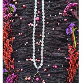 Triangle Shape Bezel with White beads for Necklace Resin Art