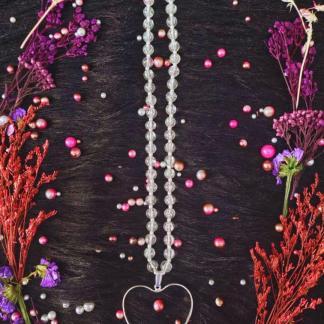 Heart Shape Bezel with White beads for Necklace Resin Art