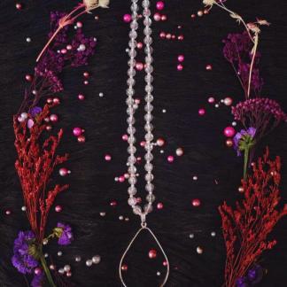 Waterdrop Shape Bezel with White beads for Necklace Resin Art