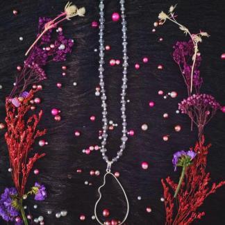 Re-Regular Shape Bezel with Grey beads for Necklace Resin Art