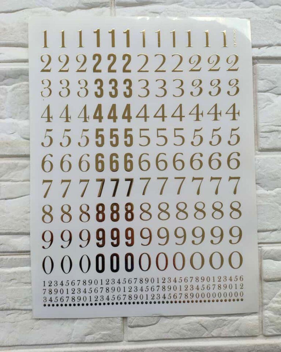 Embossed Gold Numerical Sticker Sheet For Resin