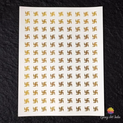Swastik Embossed Gold Sticker – A4 Size Sheet for Resin Art