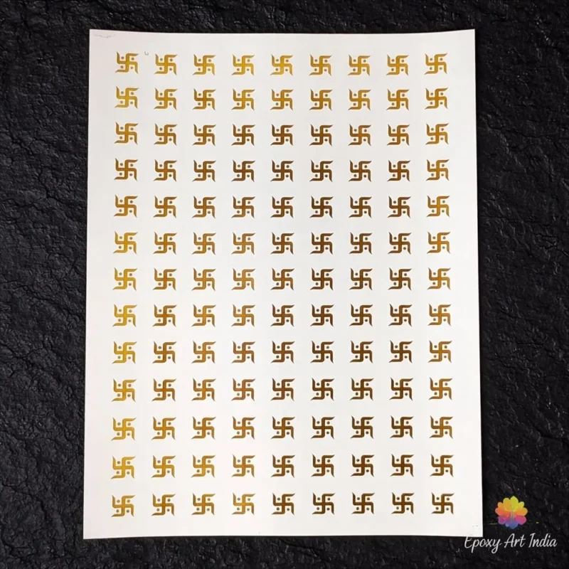 Swastik Embossed Gold Sticker – A4 Size Sheet for Resin Art