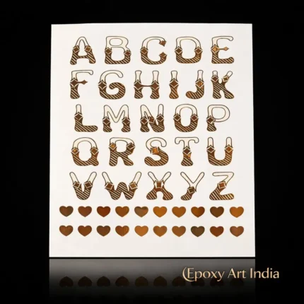 Designer Alphabet Gold Embossed Sticker Sheet for Resin Art
