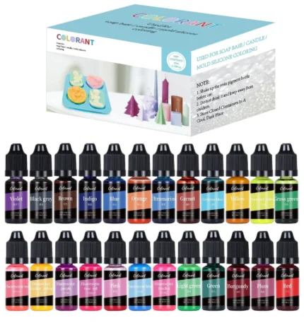 Set of 24 Liquid Colorants (10ml Each) for Soap & Candle Making | Multi-Color Dye Kit for DIY Crafts