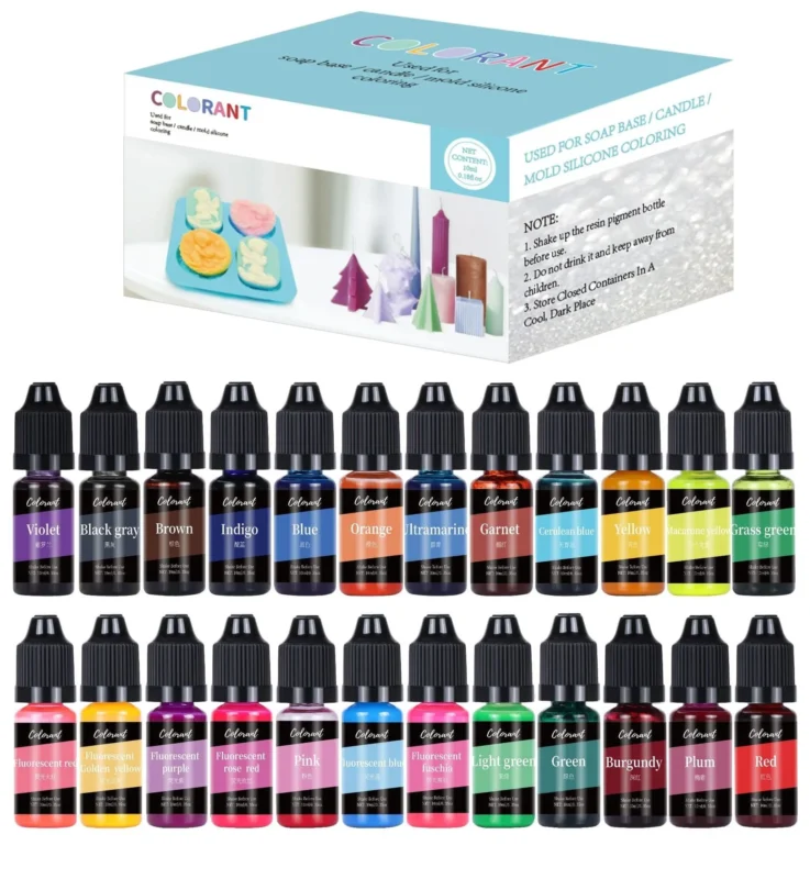 Set of 24 Liquid Colorants (10ml Each) for Soap & Candle Making | Multi-Color Dye Kit for DIY Crafts