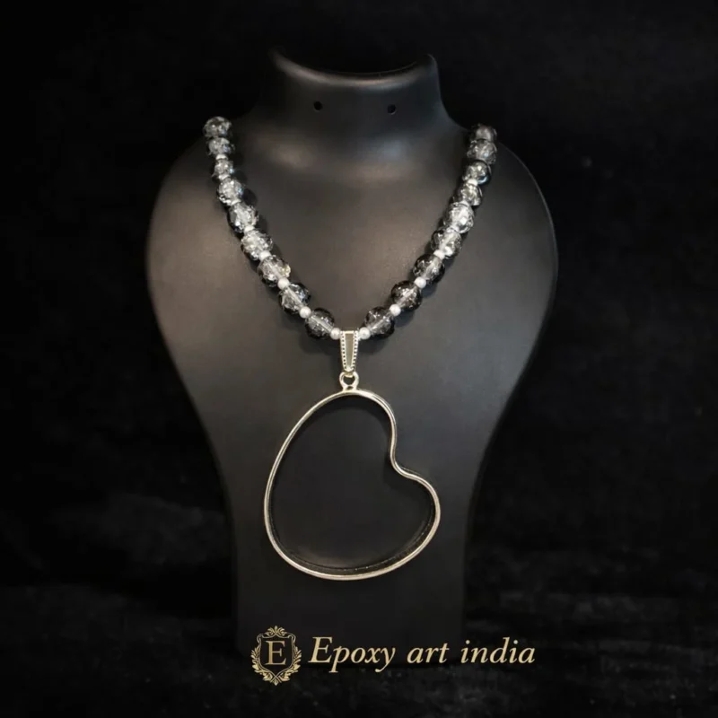 Natural Glass Beads in Gray Colour Iragular Shape Pendant Bezel for Resin Art