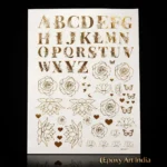Designer Capital Alphabet Gold Sticker Sheet for Resin Art