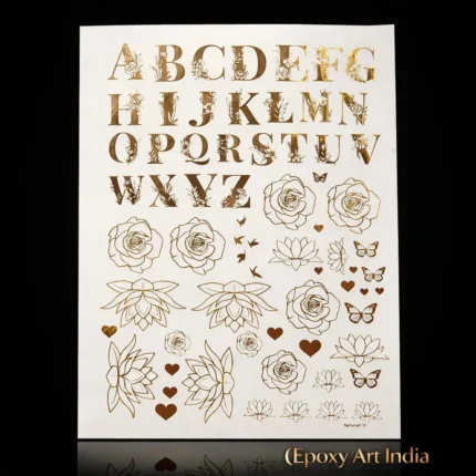 Designer Capital Alphabet Gold Sticker Sheet for Resin Art