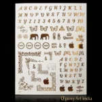 Designer Alphabet Gold Embossed Sticker Sheet for Resin Art