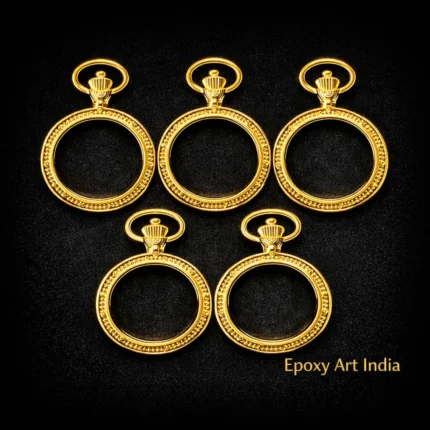 Gold Round Photo Frame Bezels Set of 5 for Resin Art, DIY Jewelry Making Frames