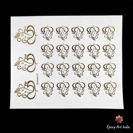 Big Ganesh Ji Embossed Gold Sticker – Premium for Resin Art & Festival