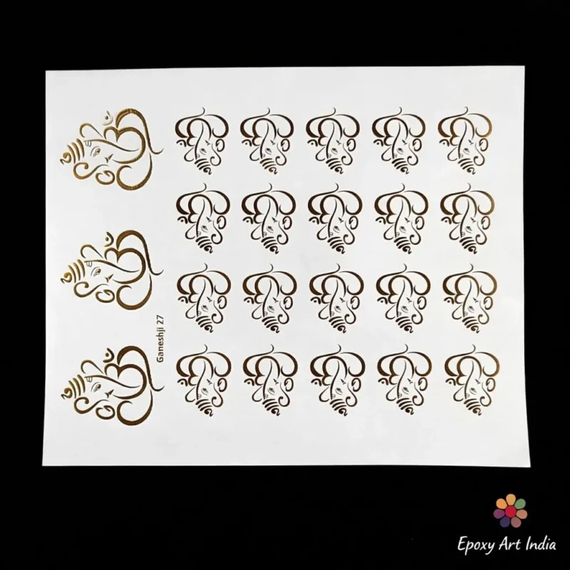 Big Ganesh Ji Embossed Gold Sticker – Premium for Resin Art & Festival