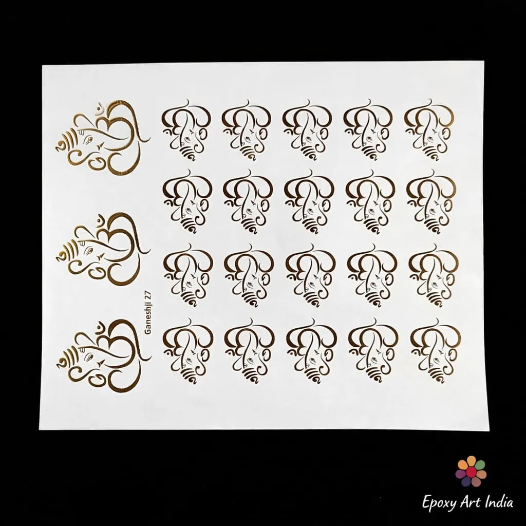 Big Ganesh Ji Embossed Gold Sticker – Premium for Resin Art & Festival Big Ganesh Ji Embossed Gold Sticker – Premium for Resin Art & Festival