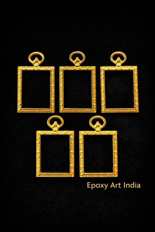 Gold Square Photo Frame Bezels Set of 5 for Resin Art DIY Jewelry Making Frames