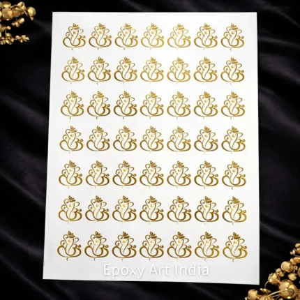 Embossed Gold Ganesh Ji Sticker Sheet – Decorative Gold Foil Stickers A4 Size