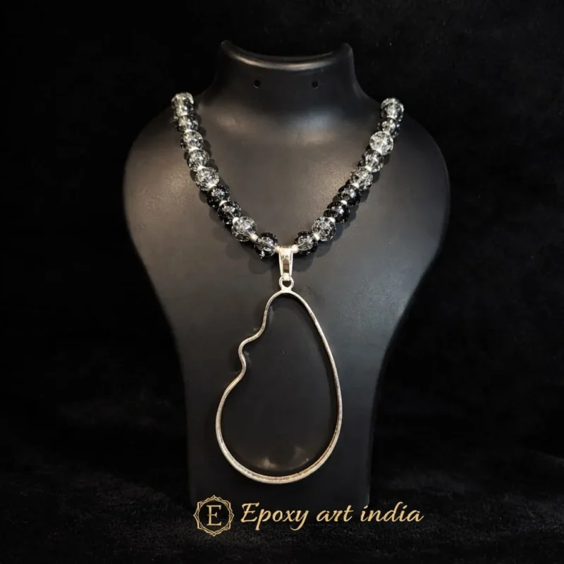 Natural Gray Glass Beads Irragular Shape Pendant Bezel for Resin Art