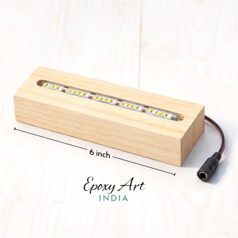 6 Inch Pine Wooden LED Base for Resin Art | Epoxy Lamp Light Base | LED Display Stand