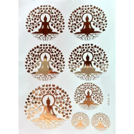 Mahavir Swami Embossed Gold Sticker Sheet for Resin Art (Size A4)