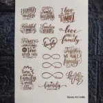 Family Embossed Gold Sticker Sheet A5 – Decorative Resin Art Stickers