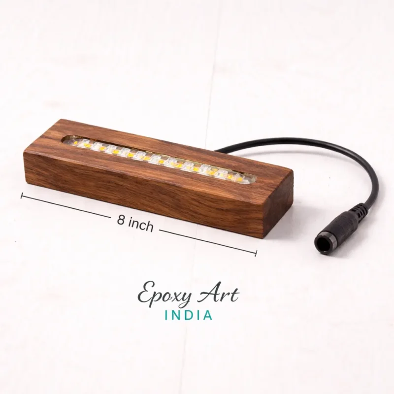 8 Inch Teak Wooden LED Base for Resin Art | Epoxy Lamp Light Base | LED Display Stand