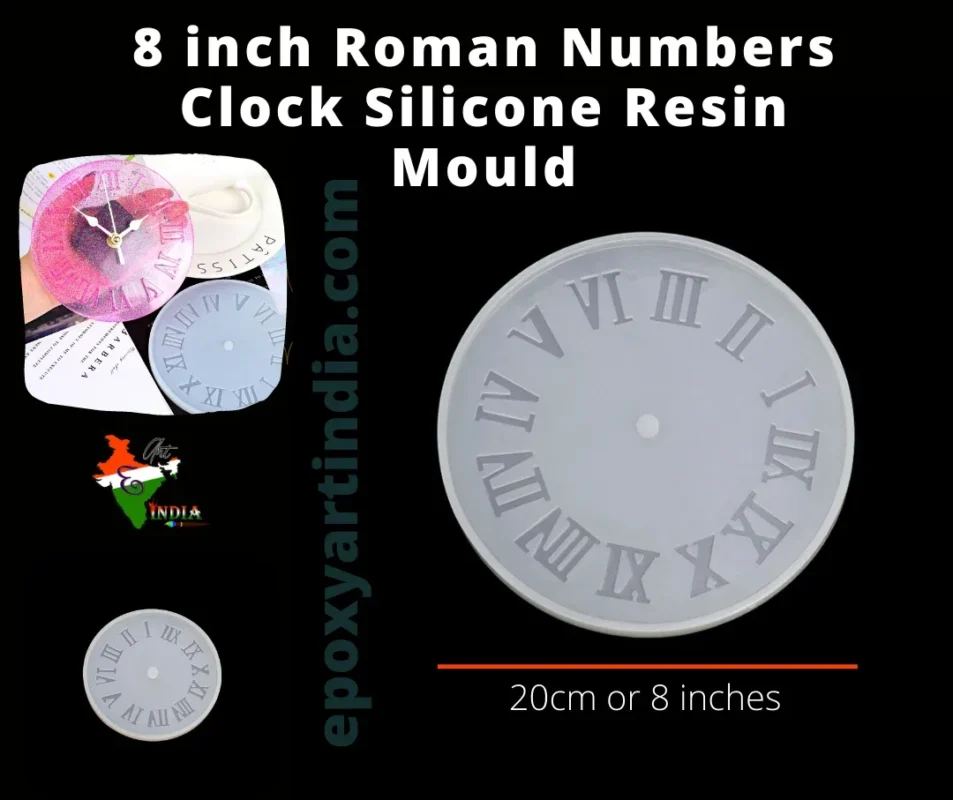 8-Inch Roman Numbers Clock Silicone Resin Mold for Resin Art