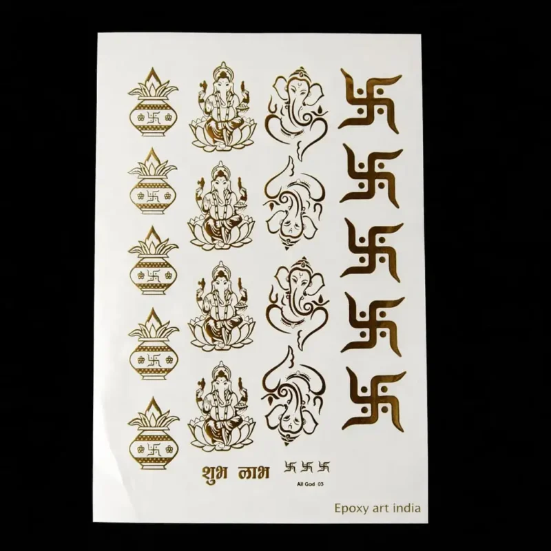 Ganesh Ji Gold Embossed Sticker – Premium for Resin Art & Festival