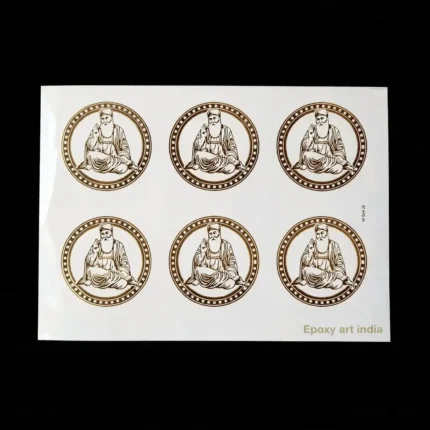 Guru Nanak Ji Gold Embossed Sticker – Premium for Resin Art A5