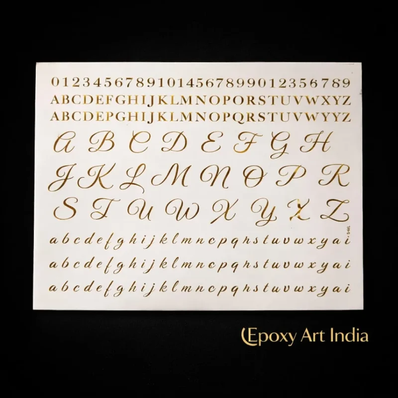 Alphabet Embossed Gold Sticker Sheet for Resin Art