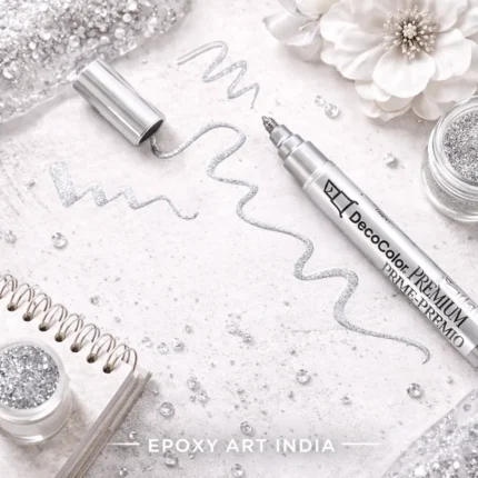 Silver Deco Metallic Marker for Resin Art | Silver Paint Pen for Coasters, Trays & Geode Art | Resin Art Supplies India