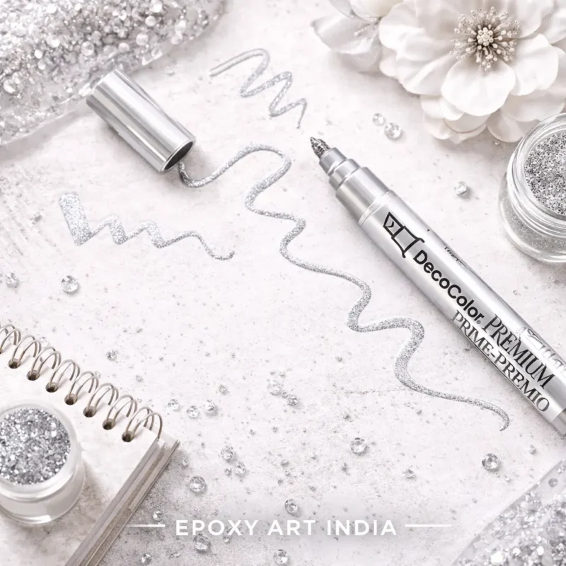 Silver Deco Metallic Marker for Resin Art | Silver Paint Pen for Coasters, Trays & Geode Art | Resin Art Supplies India