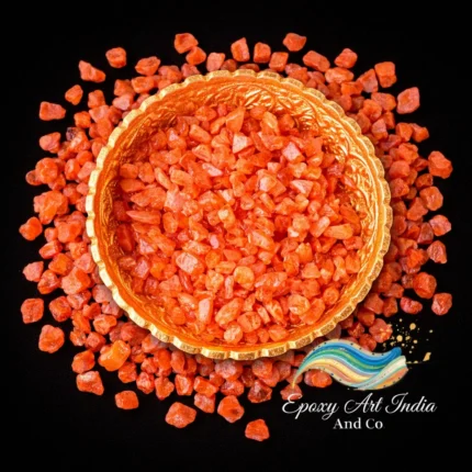 Orange Dyed Quartz Stone Chips 100gm for Resin Art | Decorative Orange Crystal Chips for Epoxy Resin Crafts