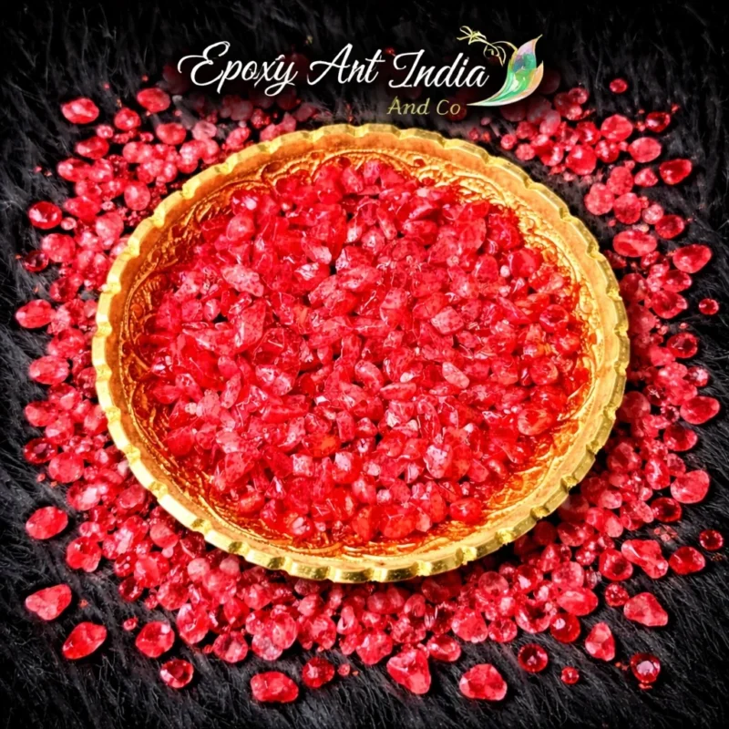 Red Dyed Quartz Stone Chips 100gm for Resin Art | Decorative Red Crystal Chips for Epoxy Resin Crafts