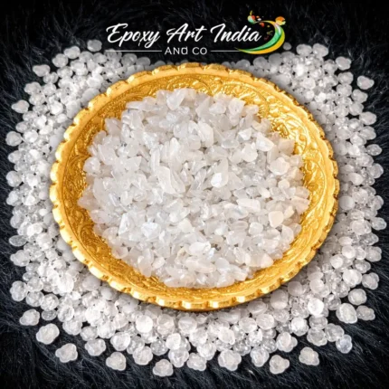 Pearl Silver Dyed Quartz Stone Chips 100gm for Resin Art | Decorative Silver Crystal Chips for Epoxy Resin Crafts