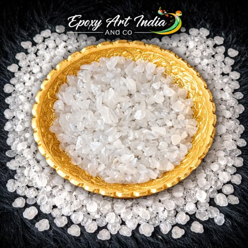 Pearl Silver Dyed Quartz Stone Chips 100gm for Resin Art | Decorative Silver Crystal Chips for Epoxy Resin Crafts