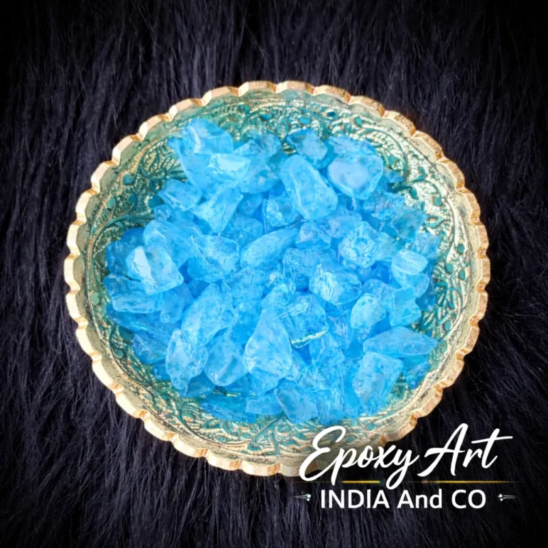 Light Ocean Blue Dyed Quartz Stone Chips 100gm for Resin Art | Decorative Blue Crystal Chips for Epoxy Resin Crafts