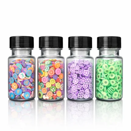 4 Jar Polymer Clay Slices Set (GMM232) | Alphabet, Fruit, Floral & Ring Designs for Resin Art & Nail Art | Set of 4