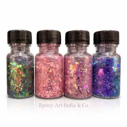 Premium Glitter Flakes Combo Pack (GIC004) – Set of 4 Bottles for Epoxy Resin & DIY Crafts | Shimmer Decoration Mix