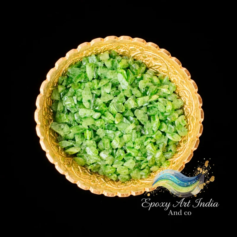 Green Dyed Quartz Stone Chips 100gm for Resin Art | Decorative Crystal Chips for Epoxy Resin Crafts