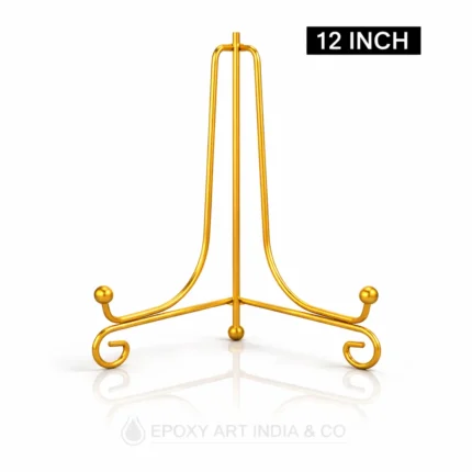 12 Inch Gold Metal Folding Stand for Display | Adjustable Stand for Resin Art Frames, Plates & Crafts