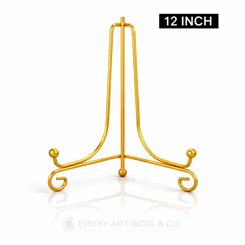 12 Inch Gold Metal Folding Stand for Display | Adjustable Stand for Resin Art Frames, Plates & Crafts