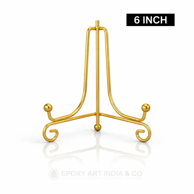 6 Inch Gold Metal Folding Stand for Display | Adjustable Stand for Resin Art Frames, Plates & Crafts